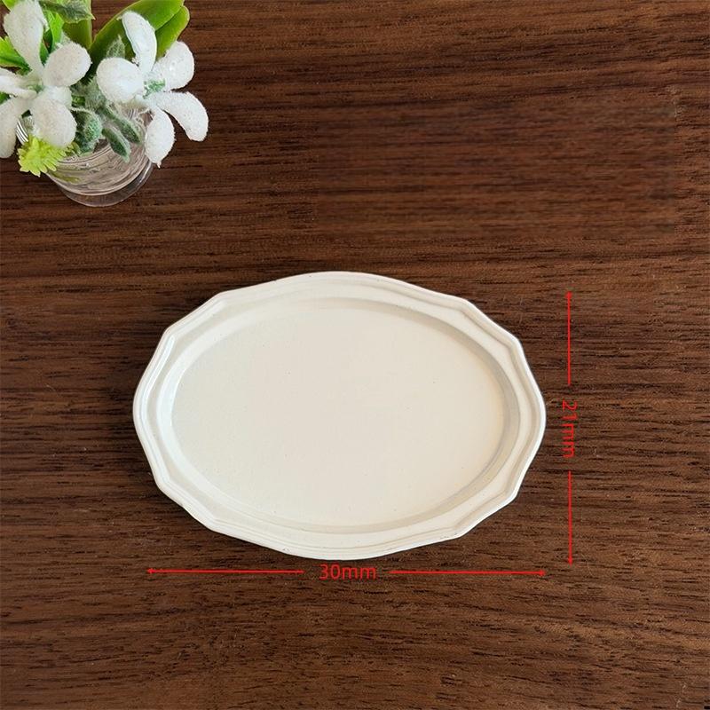 

1Pcs 1 12 Dollhouse Mini Retro Oval Metal Dish Mini Simulation Steak Plate for Collectible Miniature Kitchen Decor
