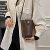 Women's Retro Frosted Crossbody Bucket Bag - Casual Autumn/Winter Shoulder Bag