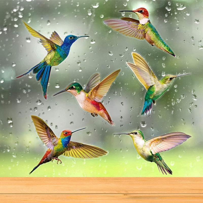 6/8 Pcs Window Stickers Adhesive Window Film for Home Decor Gift Hummingbird Window Clings Window Decor Decals Anti-Collision