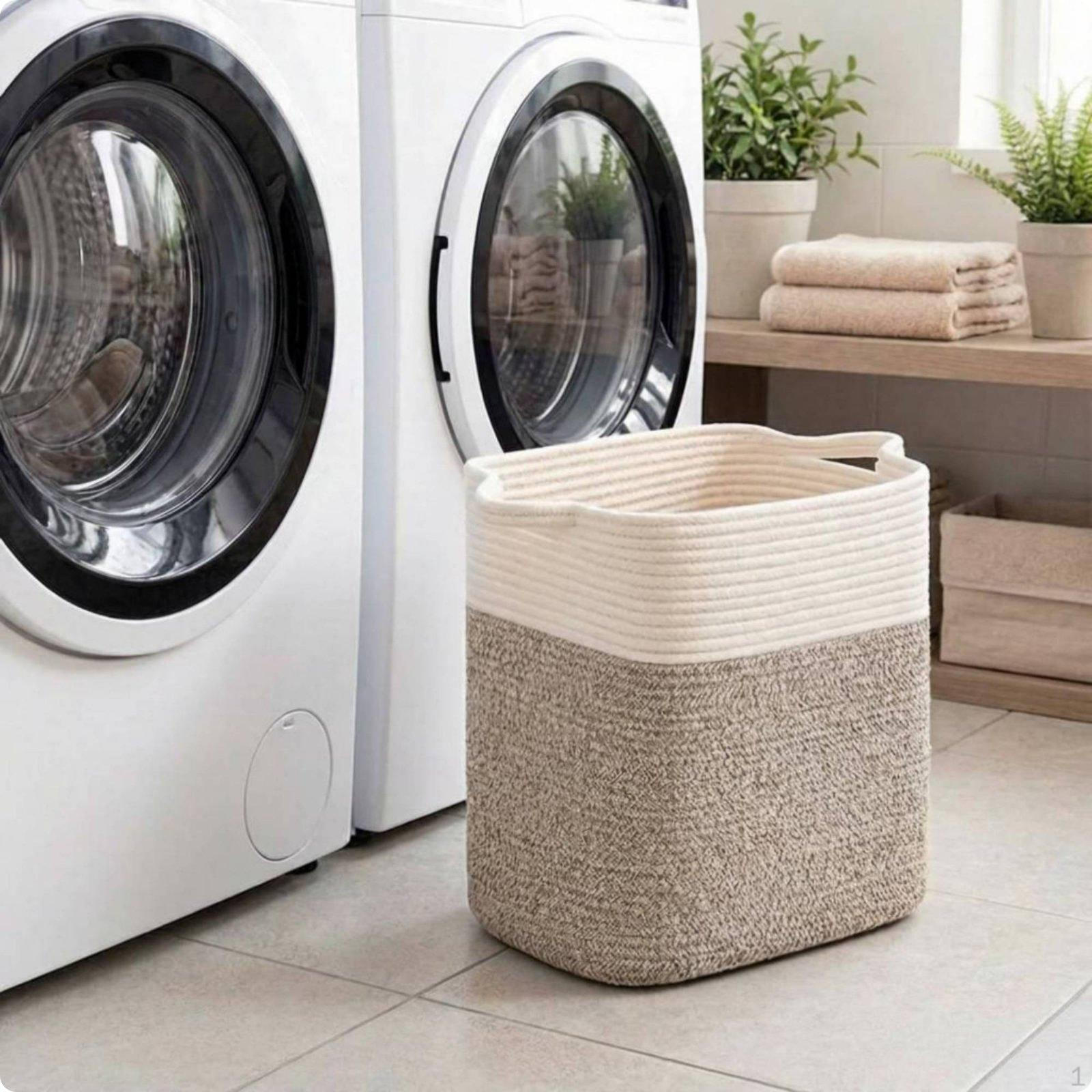 Linen Basket Versatile Blanket Lightweight Foldable Hamper for Bedroom, Dorm Room White Brown White Brown