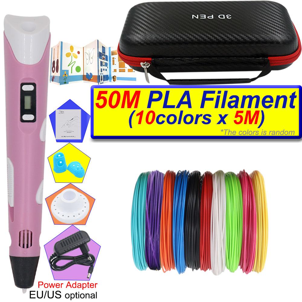 3D Printing Pen Set for Kids with LCD Display Power Adapter Storage Box and 200M PLA Filament Birthday Christmas Gift