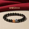 Obsidian Cloisonné Meditation Lotus Bracelet for Men and Women, Buddhist Bead Single-Loop Couple's Bracelet
