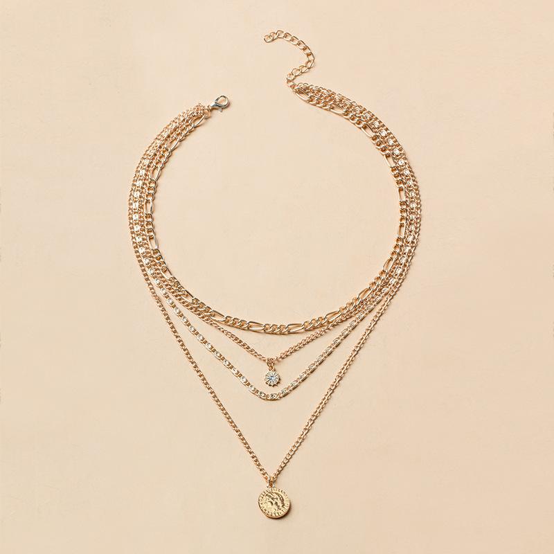 Vintage New Gold Color Multiple Styles Necklace For Women Boho Trendy Multi-Layer Crystal Pendant Necklaces Set Jewelry Gifts
