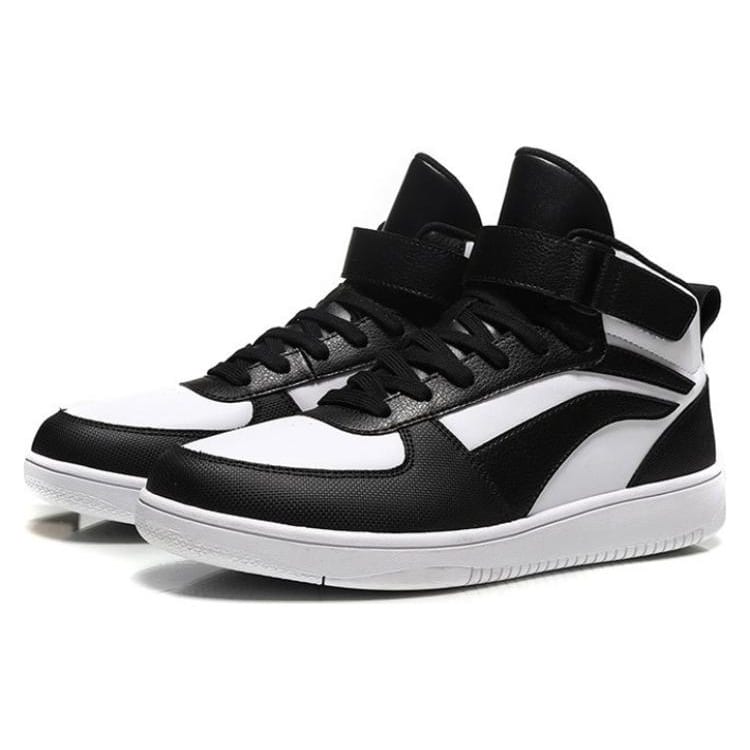Li Ning Knight Mid Top Skateboard Shoes Men's Black White AGCM163-6