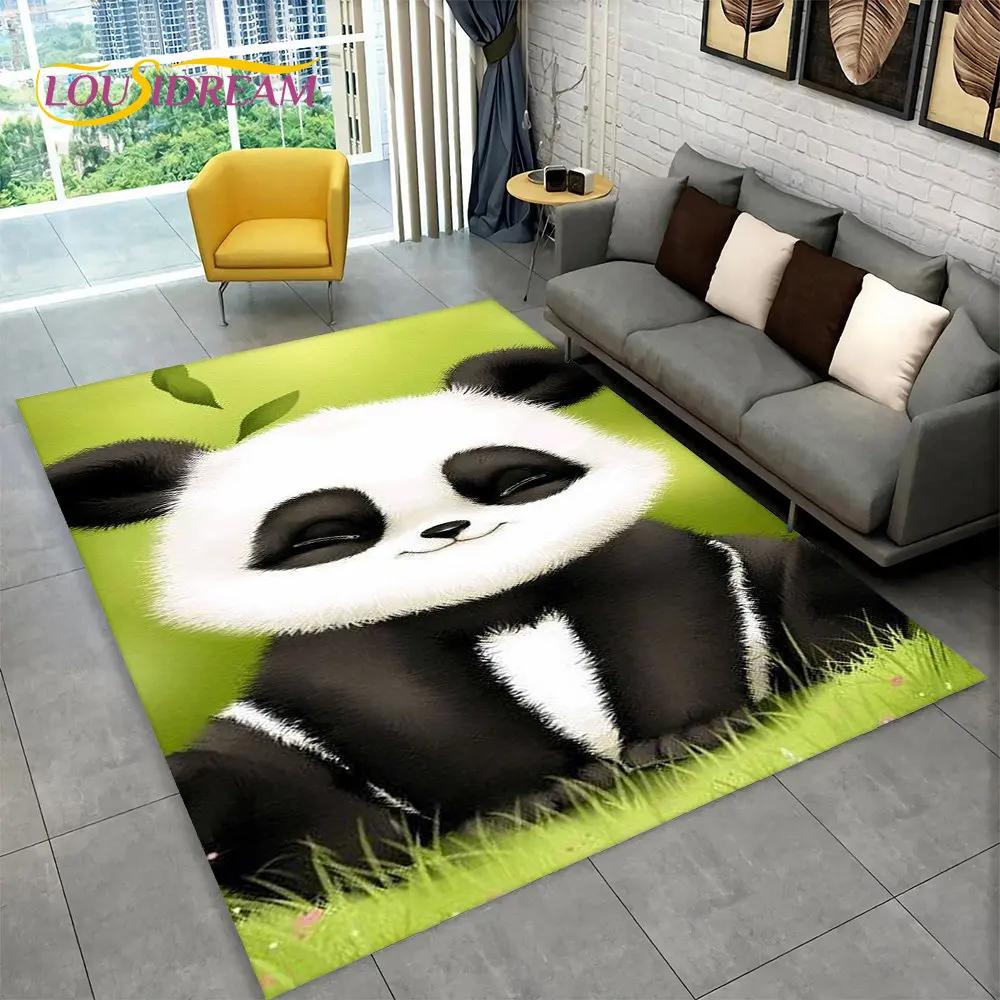 Dywan z motywem zwierząt z kreskówek Panda, dywanik do salonu, sypialni dziecięcej, sofy, wycieraczki, kuchni, antypoślizgowa mata podłogowa