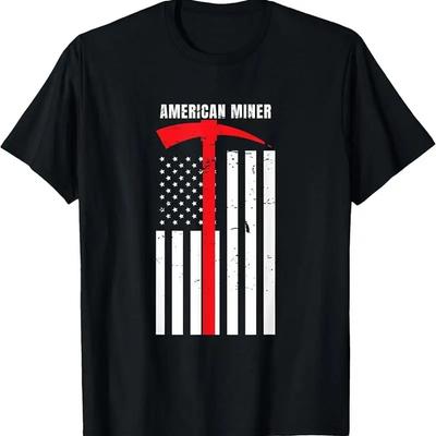 American Miner Coal Gold Pickaxe Patriotic Gift T-Shirt