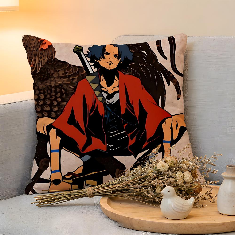 Cushion Cover Linen SkinFriendly Soft Decorative Case for Sofa Home Decor Samurai Champloo Pillow Cover