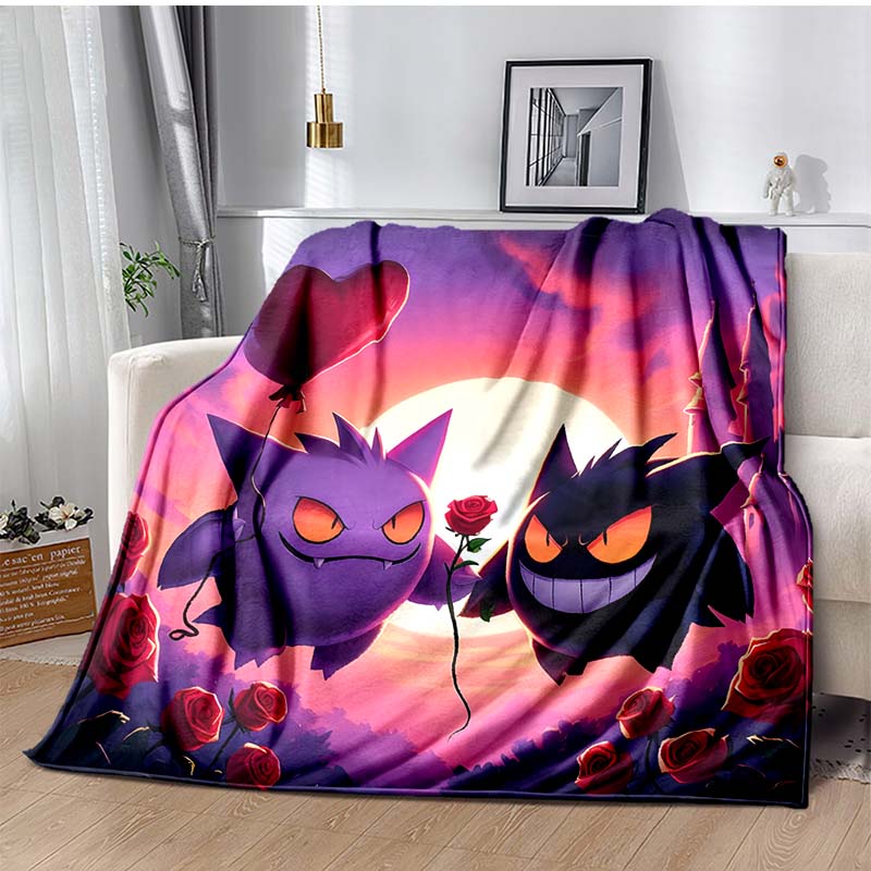 P-Pokemon G-Gengar Print Blanket Warm Soft and Comfortable Home Travel Blanket Sofa Bedding Camping RV Blanket Luxury Gift