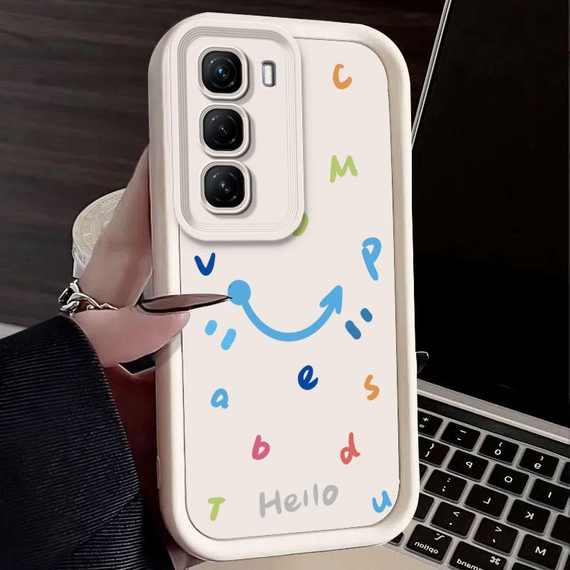 

For Infinix Hot 60i X6728 /60 5G X6726 /Hot 60 Pro Plus Case Soft Silicone Protect Cover Letter graffiti Smiley Face Phone Case Infinix Hot 60 Pro