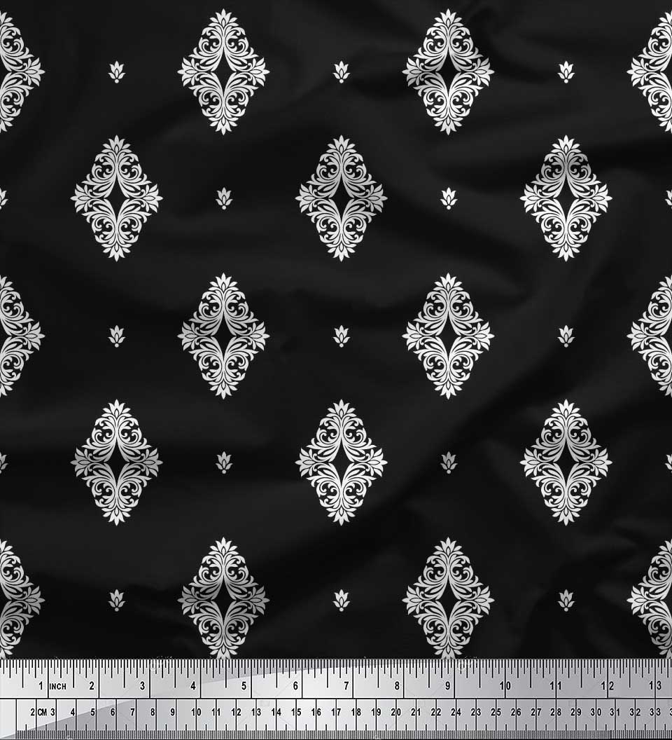 

Тканина Soimoi Японія Креп Сатин Філігранний Дамаск Тканина на метр 42 дюйма 42 Inch Wide - Poly Crepe білий