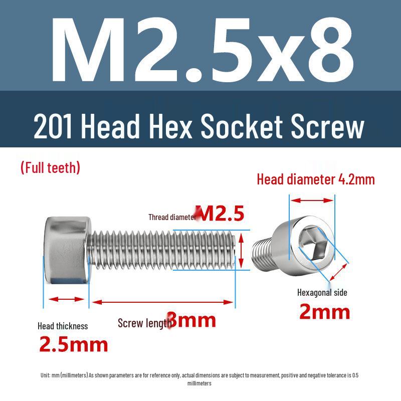 Yigu 201 Stainless Steel Cup Head Hexagon Screws and Bolts - M3, M4, M5, M6