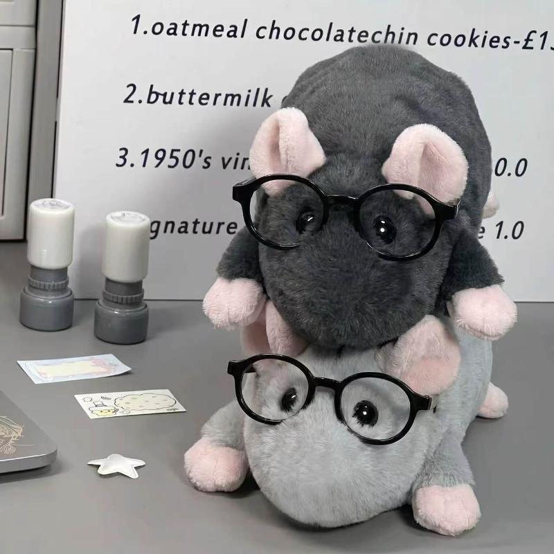 Flower Branch Rat Plush Pencil Pouch Large Capacity Multi-use Cosmetic Bag for School Office Travel Storage Organizer
