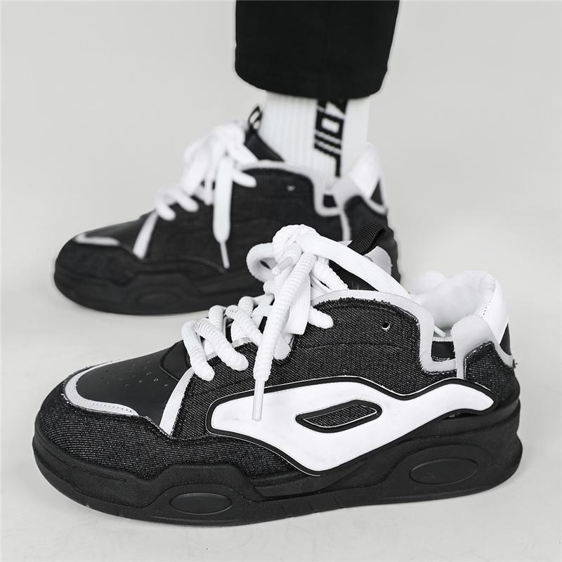 Fashion Harajuku Style Fashion Blue Platform Sneakers for Men Comfortable Flat Sneakers Casual Men Lace-up Hip-hop Sneakers Basket Homme
