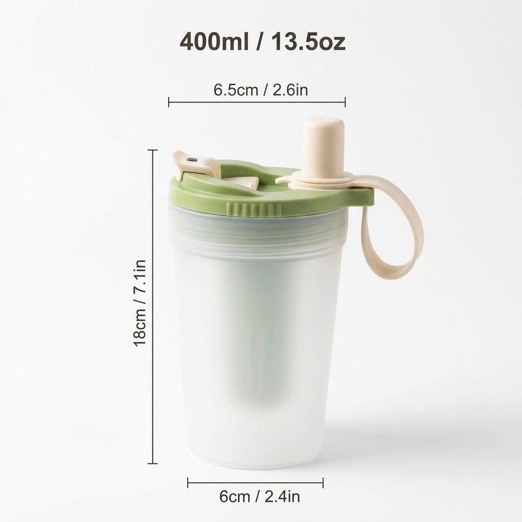 400ML Portable Tumbler Water Cup With Strainer&Straw Heat-resistant Leak-proof Transparent Plastic Drinking Bottle For Students