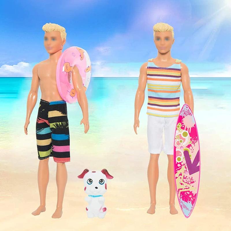 10Pcs Doll Clothes Accessories Inch Boy Ken Dolls Include Outfits Beach Shorts Shoes Swim Ring Surfboard and for 12 4 2 1 Kid Friendly Entertaining