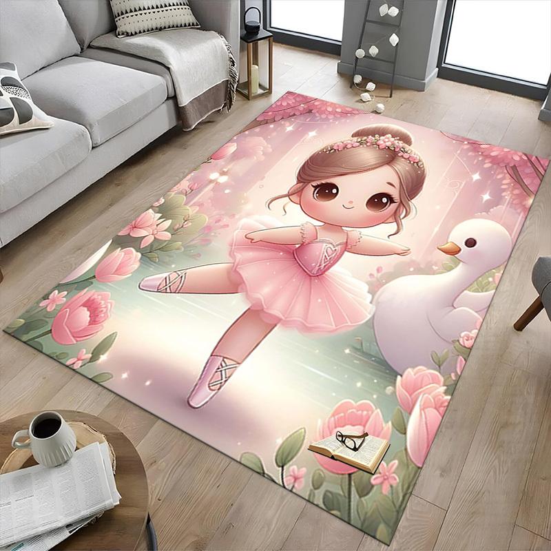 1PC Ballerina Swan Anti-slip Carpet, Suitable for Office, Bedroomand Playrooms. It Can Also Be Used As a Sofa Footrest cover-W80
