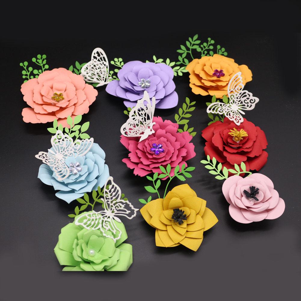 9 Different Flowers Frame Metal Silvery Stencil Embossing Cutting Dies For Diy Scrapbooking Paper Album Cards Making