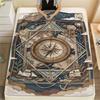 1Pc Compass Print Flannel Blanket, High Quality Comfortable for All Seasons, Home Decor, Warmth and Comfort, Perfect for Christmas Gifts W168