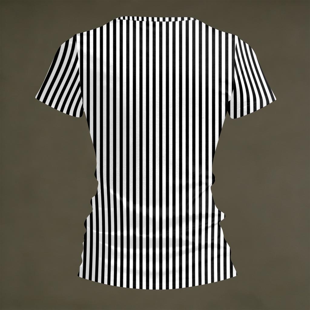 T-shirt Top Casual alla Moda da Donna con Scollo a V, Maniche Corte, Stampa a Righe, Vestibilità Slim, Leggera
