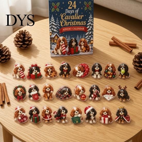 Stocking Stuffers for Pet Lovers 2026 Christmas Dog Advent Calendar, 24 2D Acrylic Puppy Ornaments Countdown Patches Cartoon Festive Pendants
