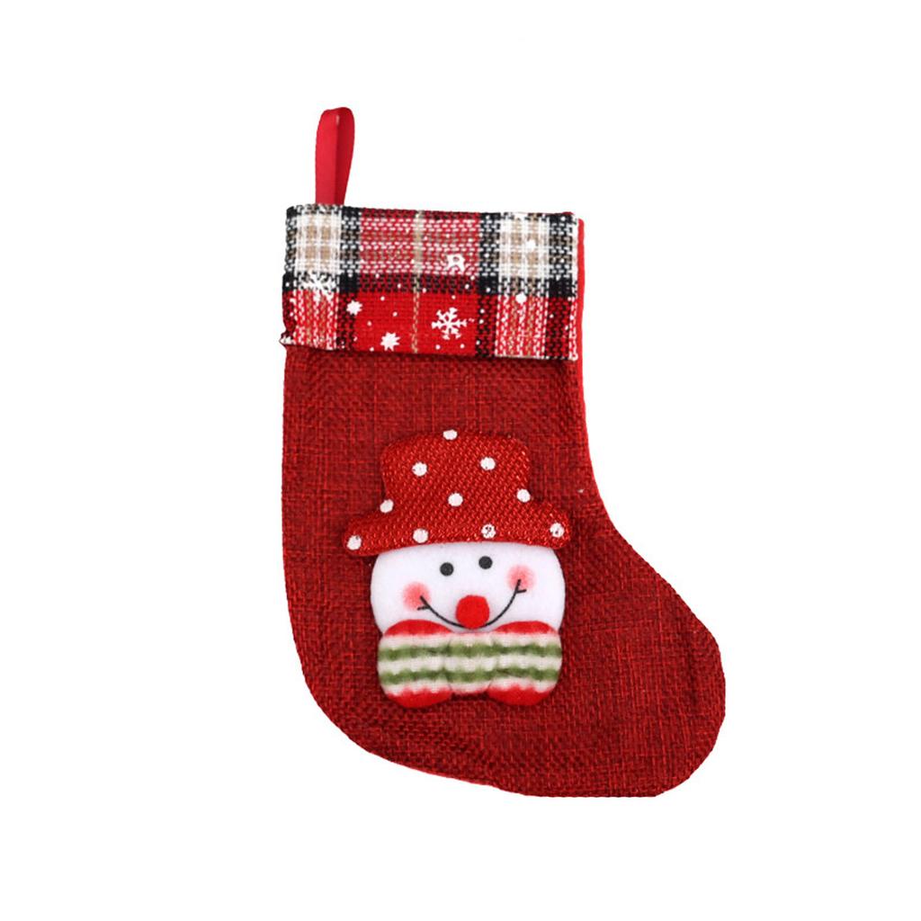 Christmas Socks Small Linen Snowman Candy Gift Bag Christmas Decoration Christmas Socks