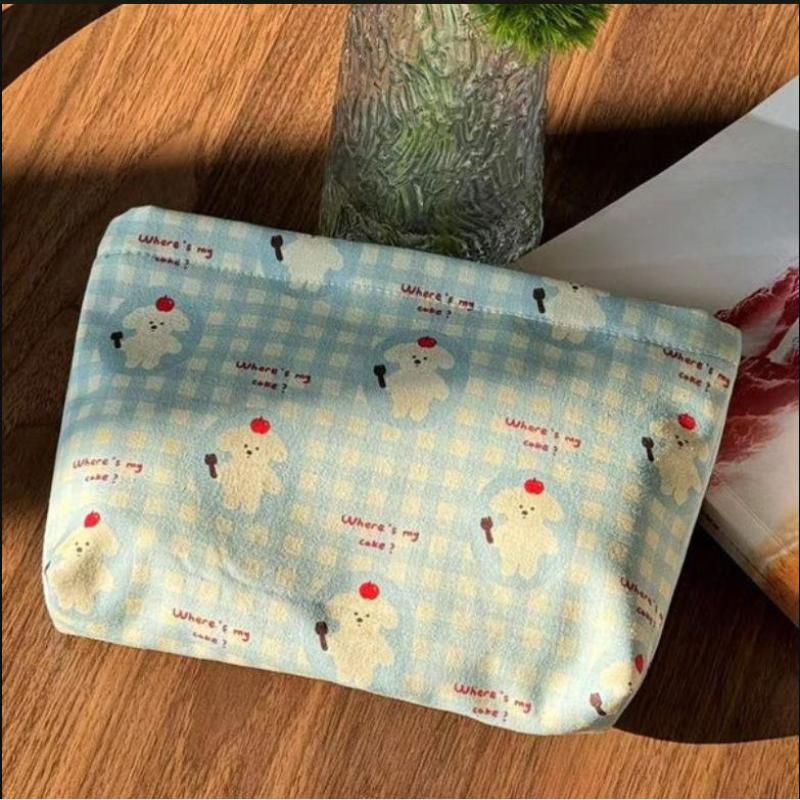 Cartoon Puppy Cosmetic Bag Portable Canvas Travel Sundries Storage Bag Toiletries Bag