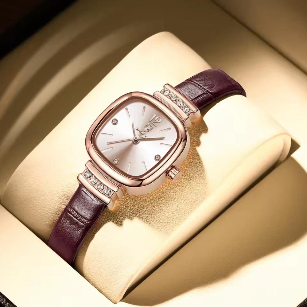 POEDAGAR Fashion Square Ladies Wristwatch Waterproof Leather Luxury Diamond Quartz Woman Watch Elegant Casual Watches