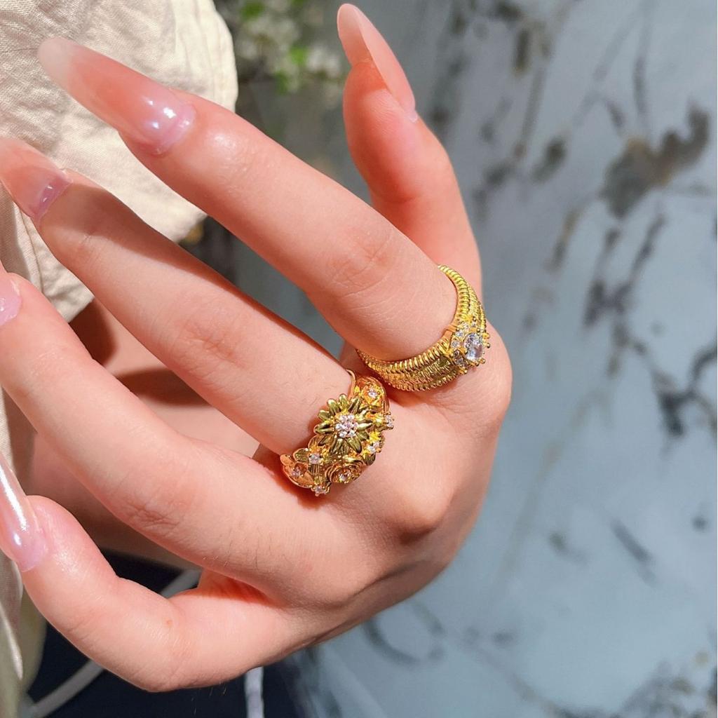 Same Pigeon Egg Blooming Chinese Ring Women'S High-End Sense Retro Temperament High-Value Ring