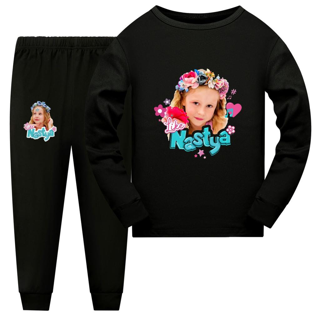 5556 Filles Enfants Nastya Imprimé Manches Longues Haut Pantalon Pyjama Vêtements de Nuit Ensembles de Sommeil