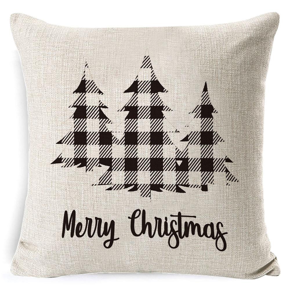 Christmas Pillowcase Gray and White Plaid Office Lumbar Support Home Bedside Cushion Car Neck Cushion