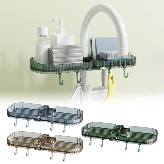 

Полка для смесителя для кухонной раковины, полка для сушки мыла, корзина-органайзер, однослойная губка для хранения, держатель для слива с двумя прорезями