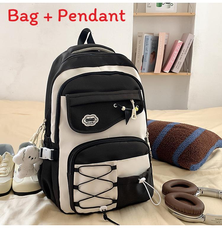 Dopamine Style Girls Backpack With Nylon For School And College чёрный