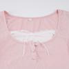 Korean Sweet Style Lace-Trim Two-Piece Long-Sleeve T-Shirt with Bowknot
