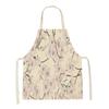 Home Plant Flower Printed Linen Kitchen Apron for Women Home Cooking Baking Waist Bib House Accessories Cleaning Tool Aprons