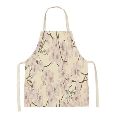 Home Plant Flower Printed Linen Kitchen Apron for Women Home Cooking Baking Waist Bib House Accessories Cleaning Tool Aprons