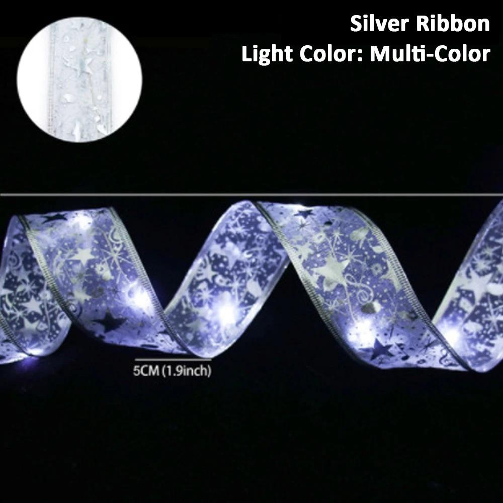 

Christmas Tree Ribbon Fairy Lights, Indoor DIY Lace Bows String Light Battery Powered Twinkle for Christmas Tree New Year Decor 3m 30LEDs белый