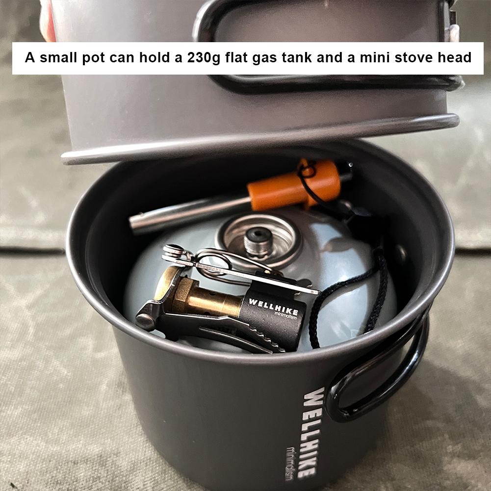 2 Stück Camping Kochgeschirr Topf mit Griff Reise Geschirr Topf Aluminiumlegierung Picknick Hitze Kocher für Trekking Wandern