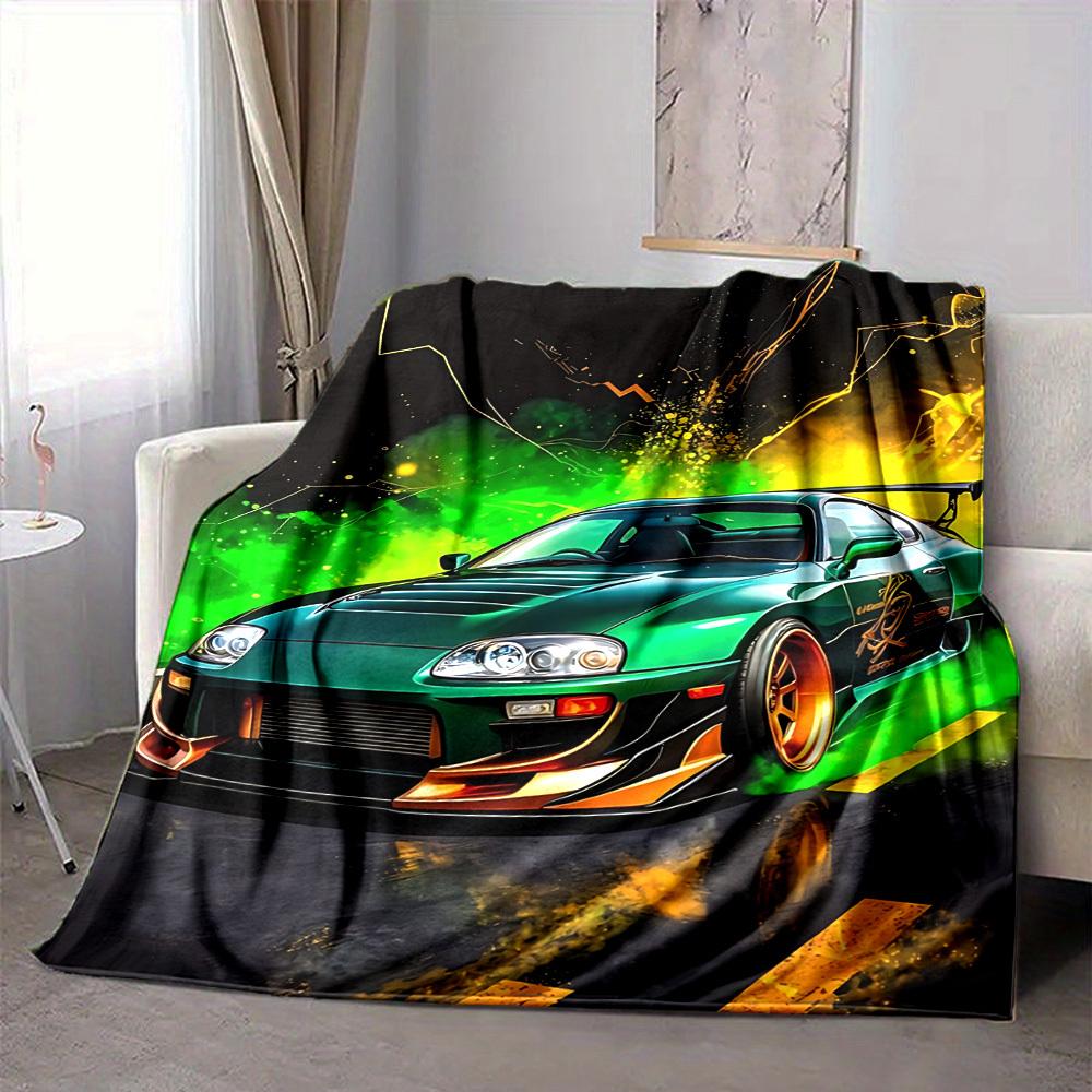 1PC Supra, Street Racing Blanket Soft Warm All Season Throw for Sofa, Bed, Car, Office Vibrant Colorful Design, Durable & Cozy Gift