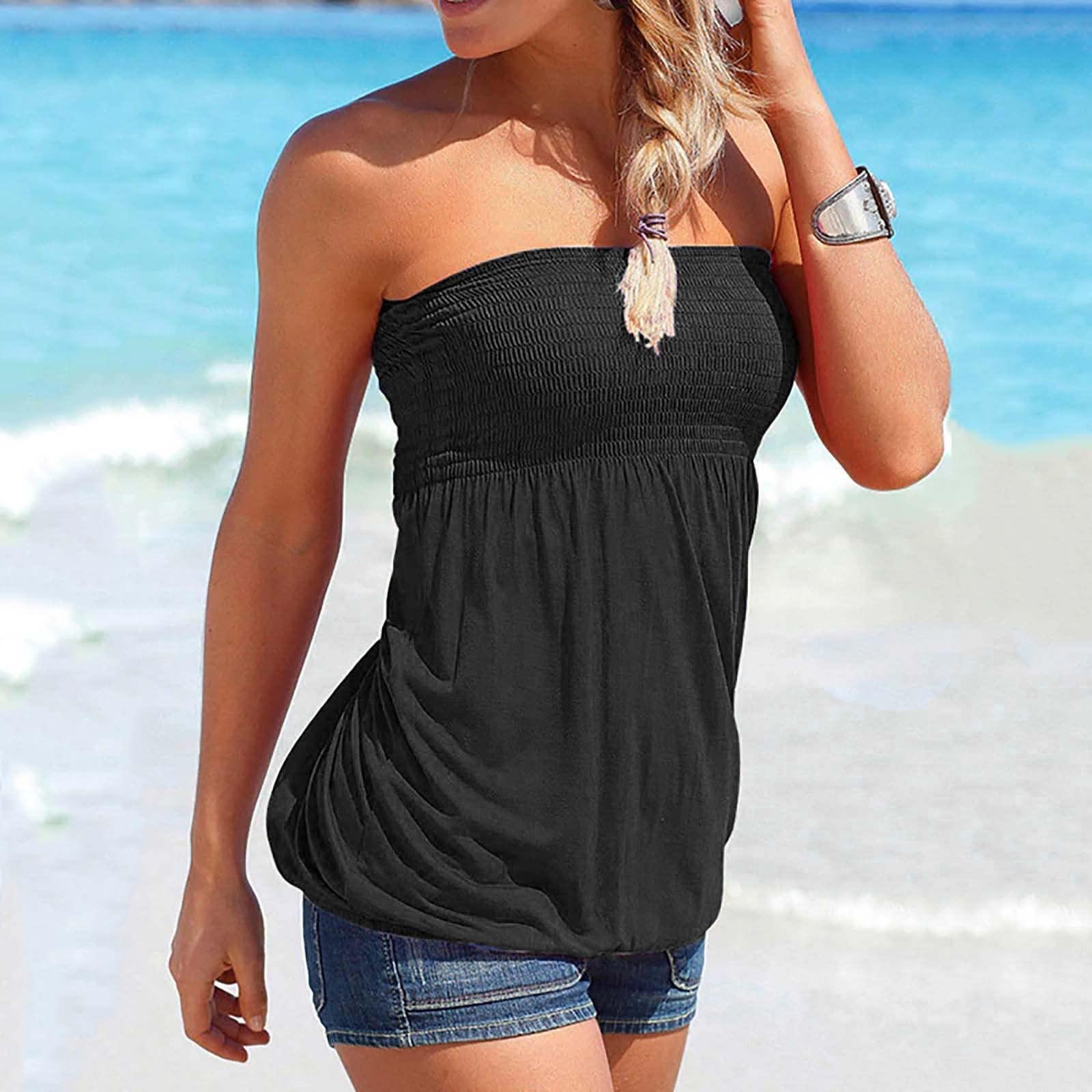 

Женский летний топ без рукавов для женщин 2022, пляжный топ с запахом и принтом на груди XL чёрный