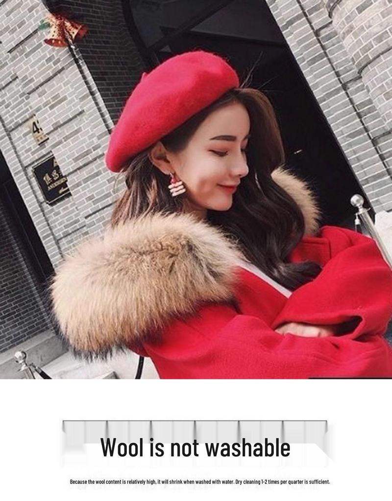 Boina de Lana 3D Engrosada: Sombrero Estilo Retro que Favorece el Rostro para Otoño/Invierno