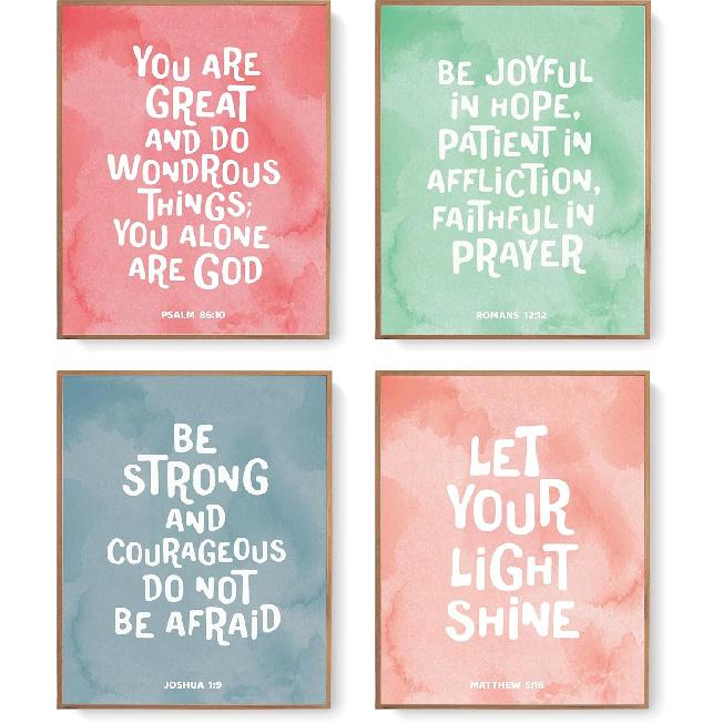 LARTSFRO Boho Pastel Rainbow Sunshine pirational Nursery Wall Art Prints Set of 4, Baby Girl Room Decor, Positive Affirmations Artwork Posters Wall
