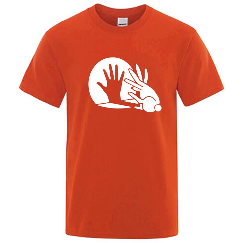 Mens High Quality Tshirt 100 Cotton Funny Shadow Puppet Design Print Summer Casual Loose Men T Shirt Oneck Male Tshirt Male