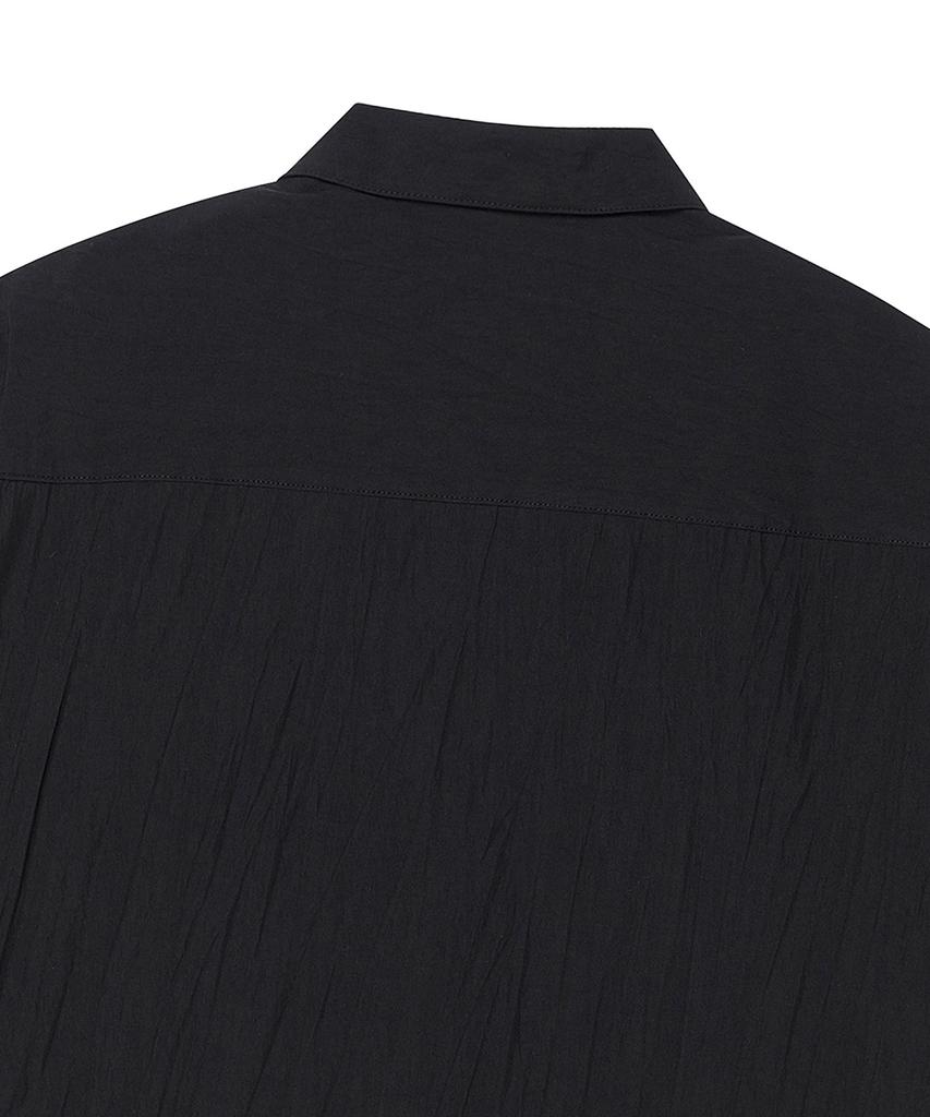 BEYOND CLOSET [Collection Line] Crease Cotton Open Collar Short Sleeve Shirt Black