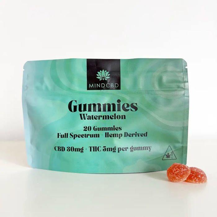 

20 CBD Gummies 30mg + THC 5mg (Watermelon) 5 bags
