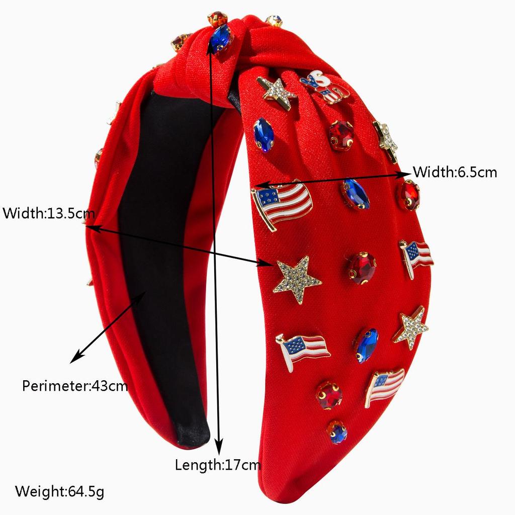 Flag Letter Headband Hand Sewn Rice Beads USA Letter Pentagram Accessories Hair Accessories