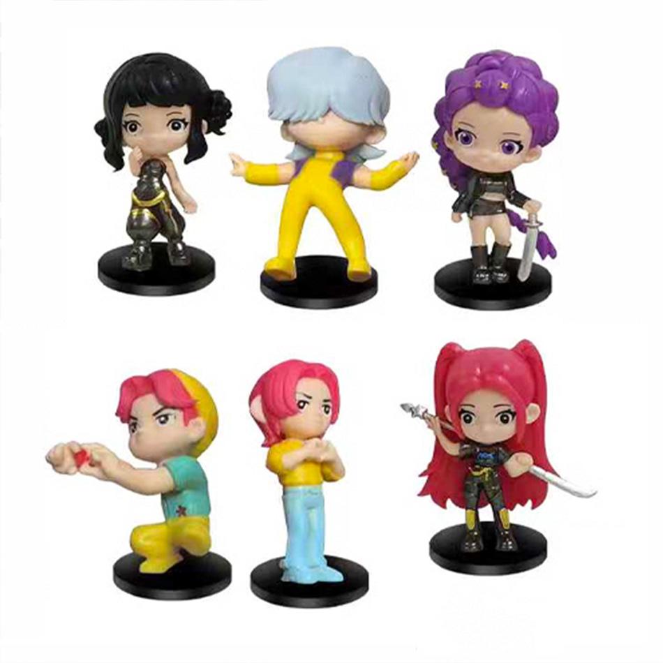 6pcs/Set Q Version Demon Hunters Action Figure PVC Toy Derpys Rumi Mira Zoey Sussy Figurine Doll For Fans Gift Childen Gift