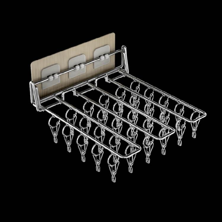 Wall Mounted Sock Hanger Stainless Steel Folding Drying Rack for Towel Underwear
