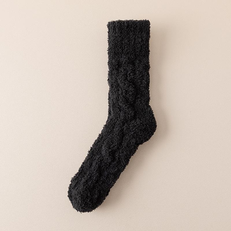 Damen Herbst- und Winter Warme und Dicke Einfarbige Schlaf-Schlauchsocken
