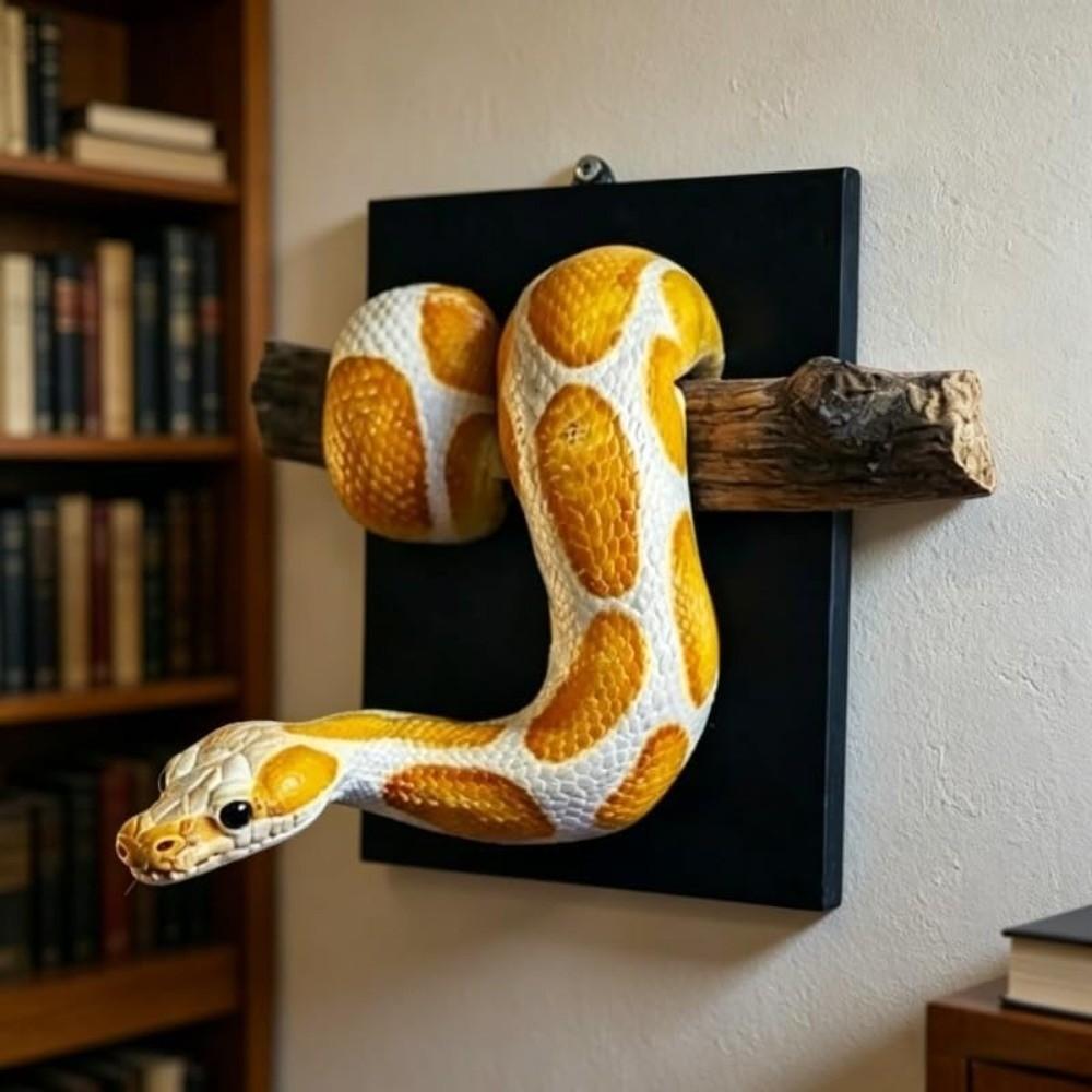 Gothic Accent 3D Metallic Snake Sculpture Reptile Themed Python Hanging Decor Indoor Outdoor Decor