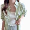 Summer Women Top Solid Color Shirt Spring Loose Thin Sunscreen Jacket High End Lazy Style New